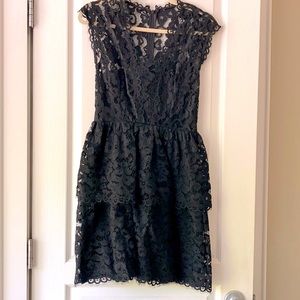 Shoshanna black lace dress with ruffle detail